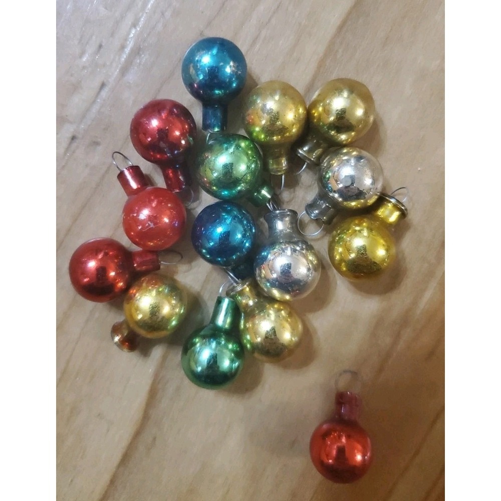 15 Vintage Miniature Glass Christmas Tree Ball Bulb Ornaments 1/2" - Picture 5 of 6